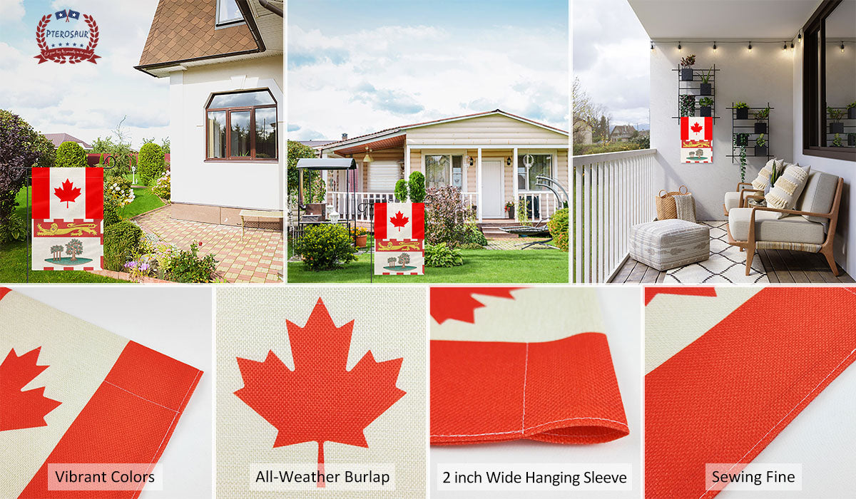 PTEROSAUR Canada and Prince Edward Island Garden Flag, 12x18 inch