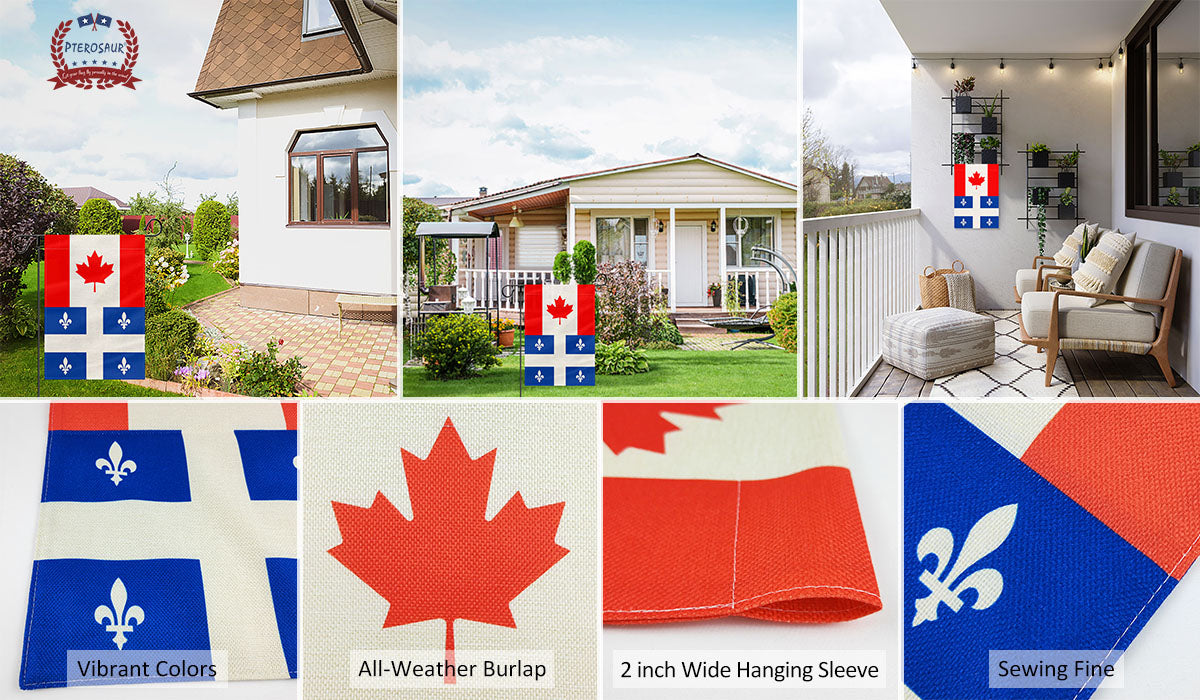 PTEROSAUR Canada and Quebec Garden Flag, 12x18 inch