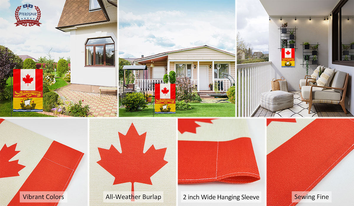 PTEROSAUR Canada and New Brunswick Garden Flag, 12.5x18 inch
