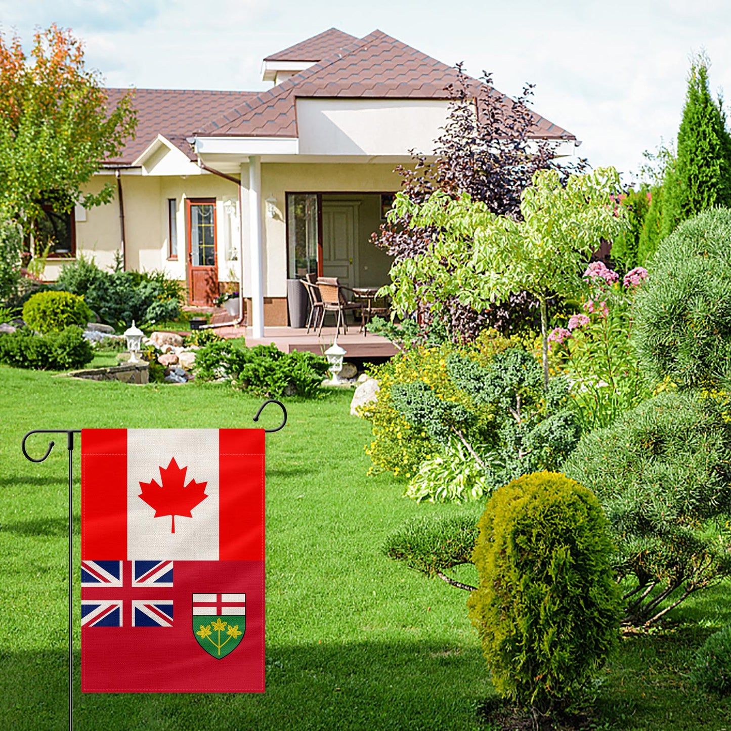 PTEROSAUR Canada and Ontario Garden Flag, 12x18 inch