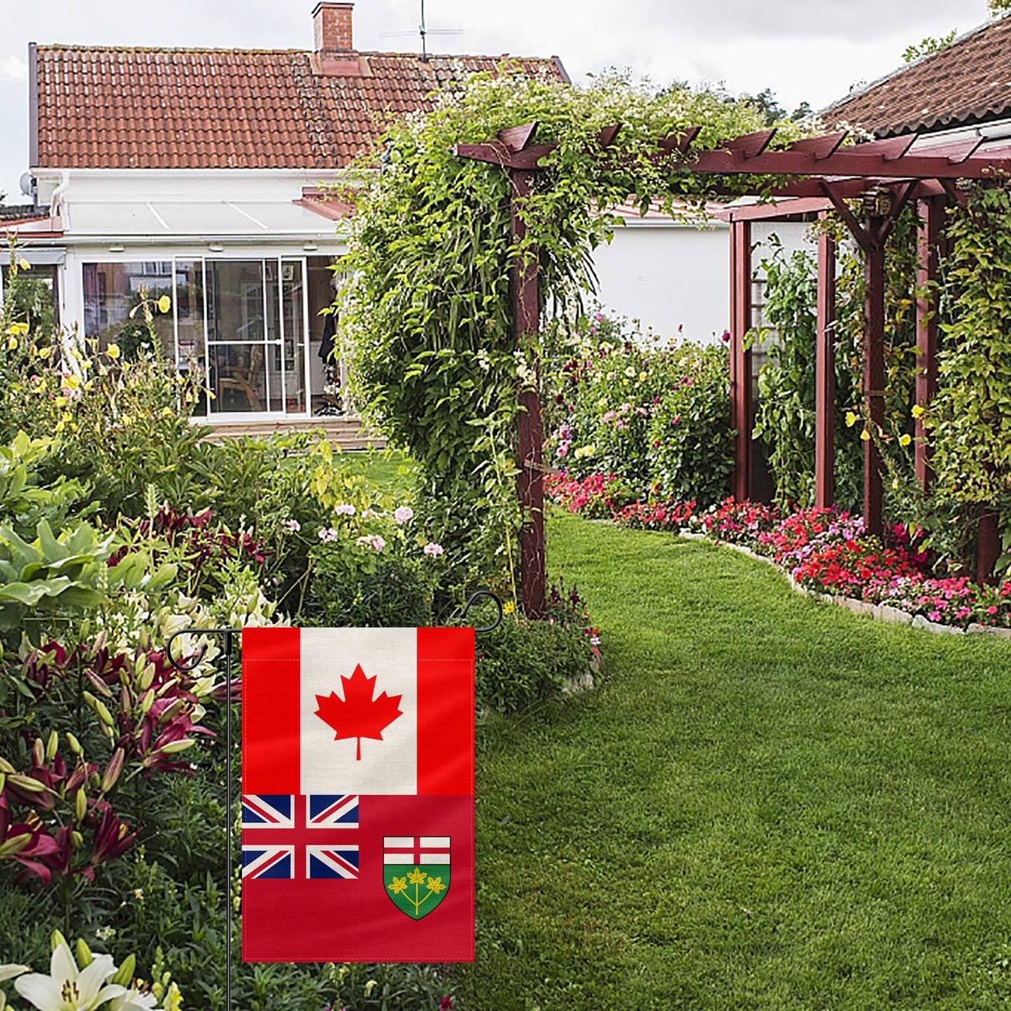 PTEROSAUR Canada and Ontario Garden Flag, 12x18 inch