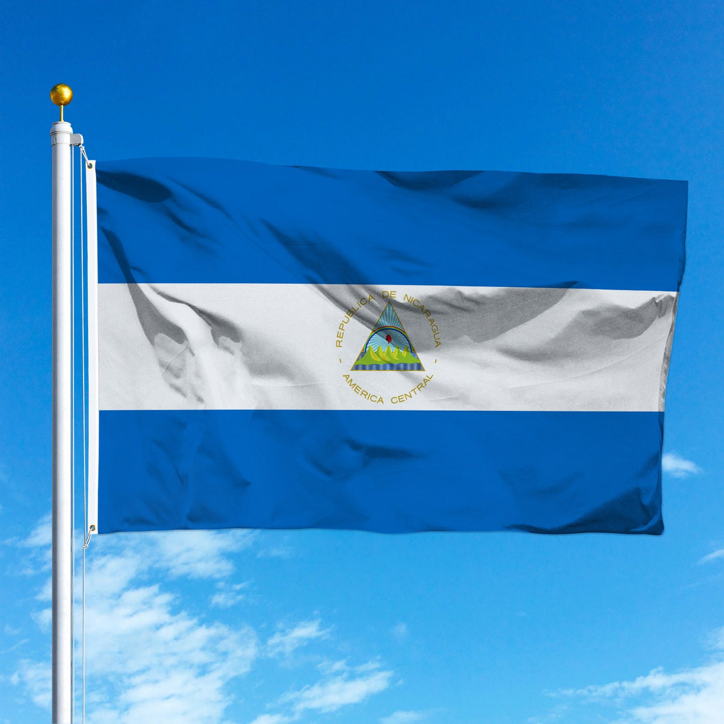 Nicaragua Flag 3x5 Ft, Nicaraguan National Flags, Vibrant Colors Fade Resistant Quality Polyester, Double Stitched with Brass Grommets