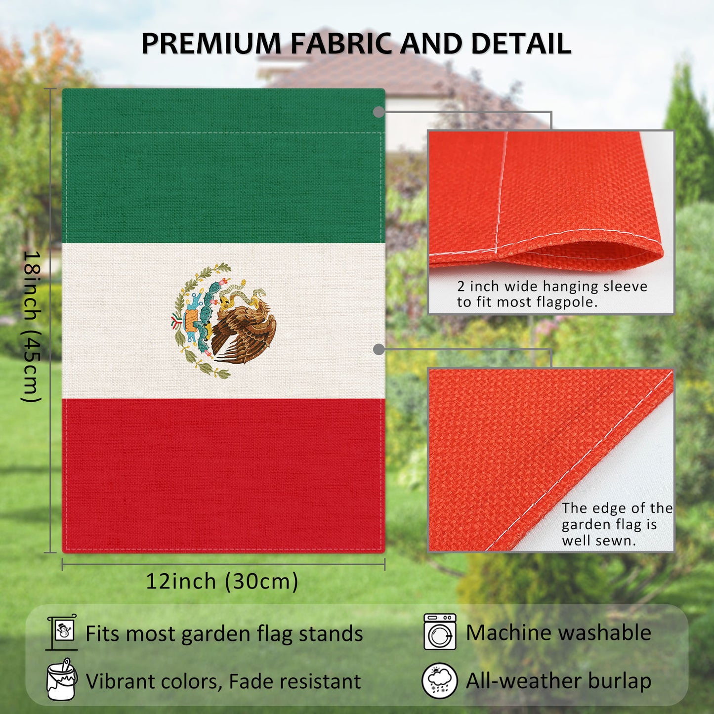 PTEROSAUR Mexico Garden Flag, Mexican National 12.5x18 inch Flag