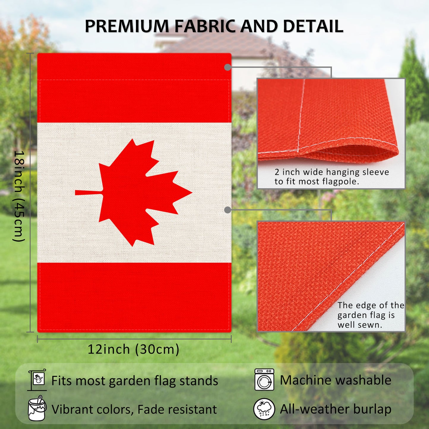 PTEROSAUR Canada Garden Flag, 12.5x18 inch Double Sided Canadian Small Flag, for House Yard Lawn Outdoor Decoration Banner