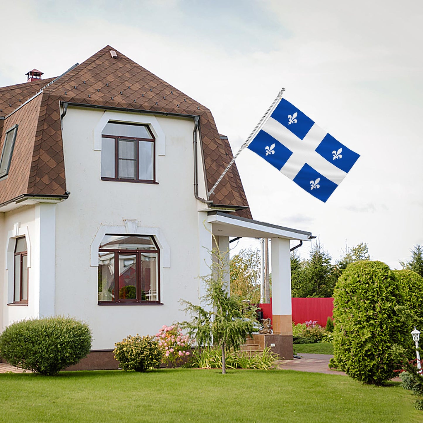 PTEROSAUR Canada Quebec Province Flag, CA Canadian Quebec Flag for Indoor and Outdoor Decoration Banner