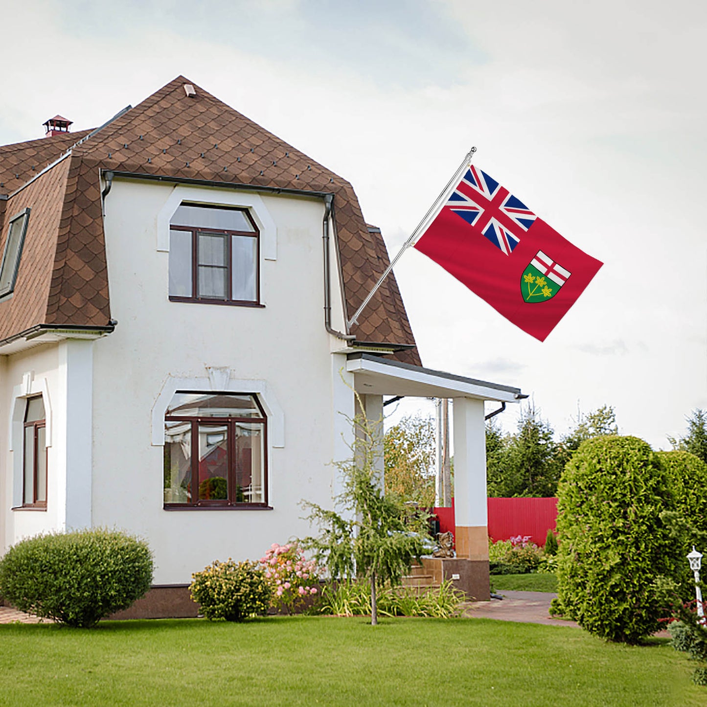 PTEROSAUR Canada Ontario Province Flag, CA Canadian Ontario Flag for Indoor and Outdoor Decoration Banner