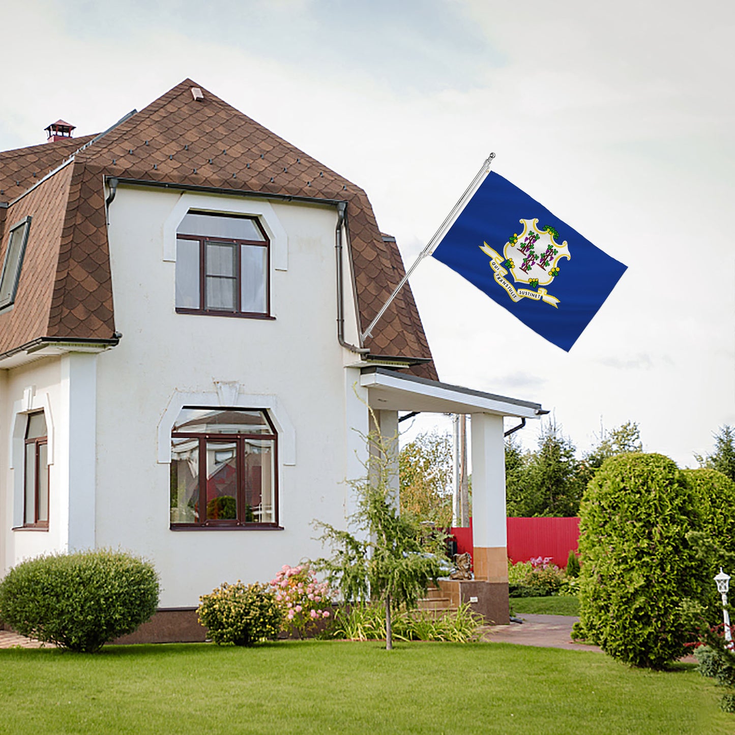 PTEROSAUR USA Connecticut Flag, US American CT Connecticut State Flag with Brass Grommets for Outdoor Indoor Decoration Banner