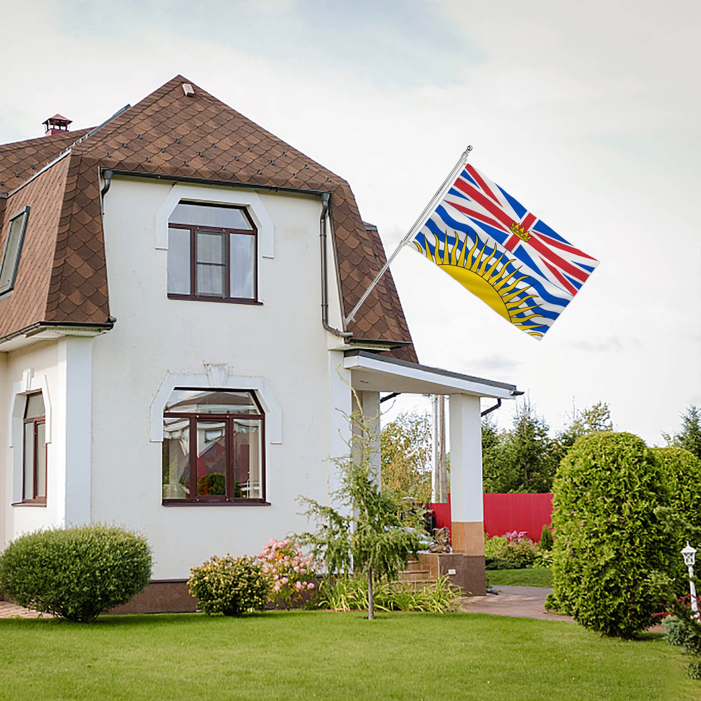 PTEROSAUR Canada Canadian British Columbia Province Flag, British Columbia Flag with Brass Grommets Indoor Outdoor Decor Banner