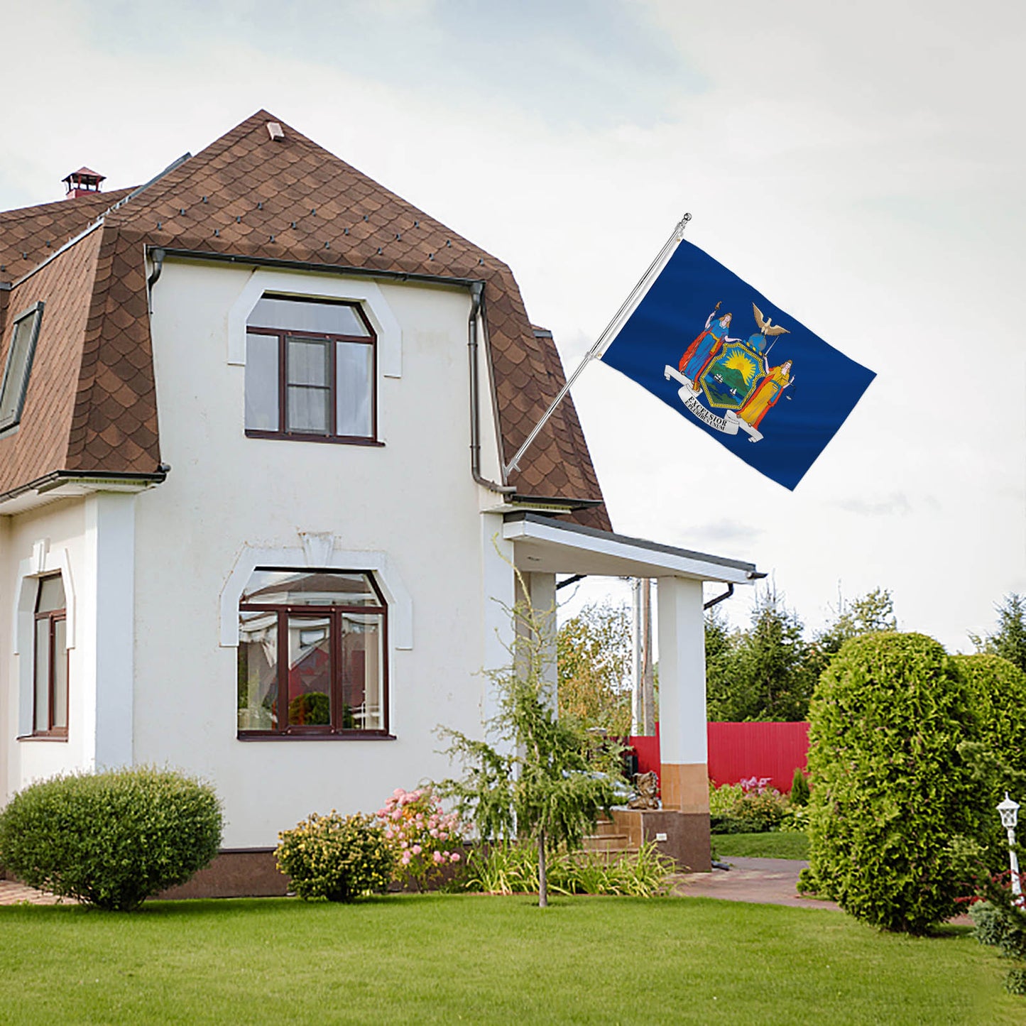 PTEROSAUR USA New York Flag, US American NY New York State Flag with Brass Grommets for Outdoor and Indoor Decoration Banner