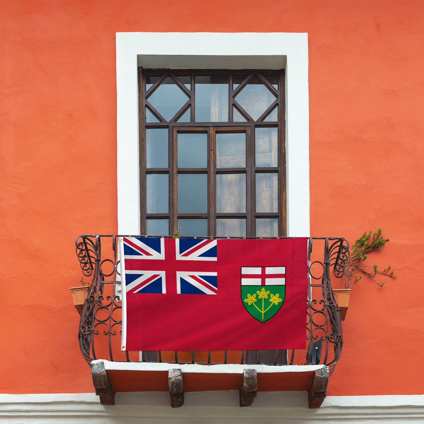 PTEROSAUR Canada Ontario Province Flag, CA Canadian Ontario Flag for Indoor and Outdoor Decoration Banner