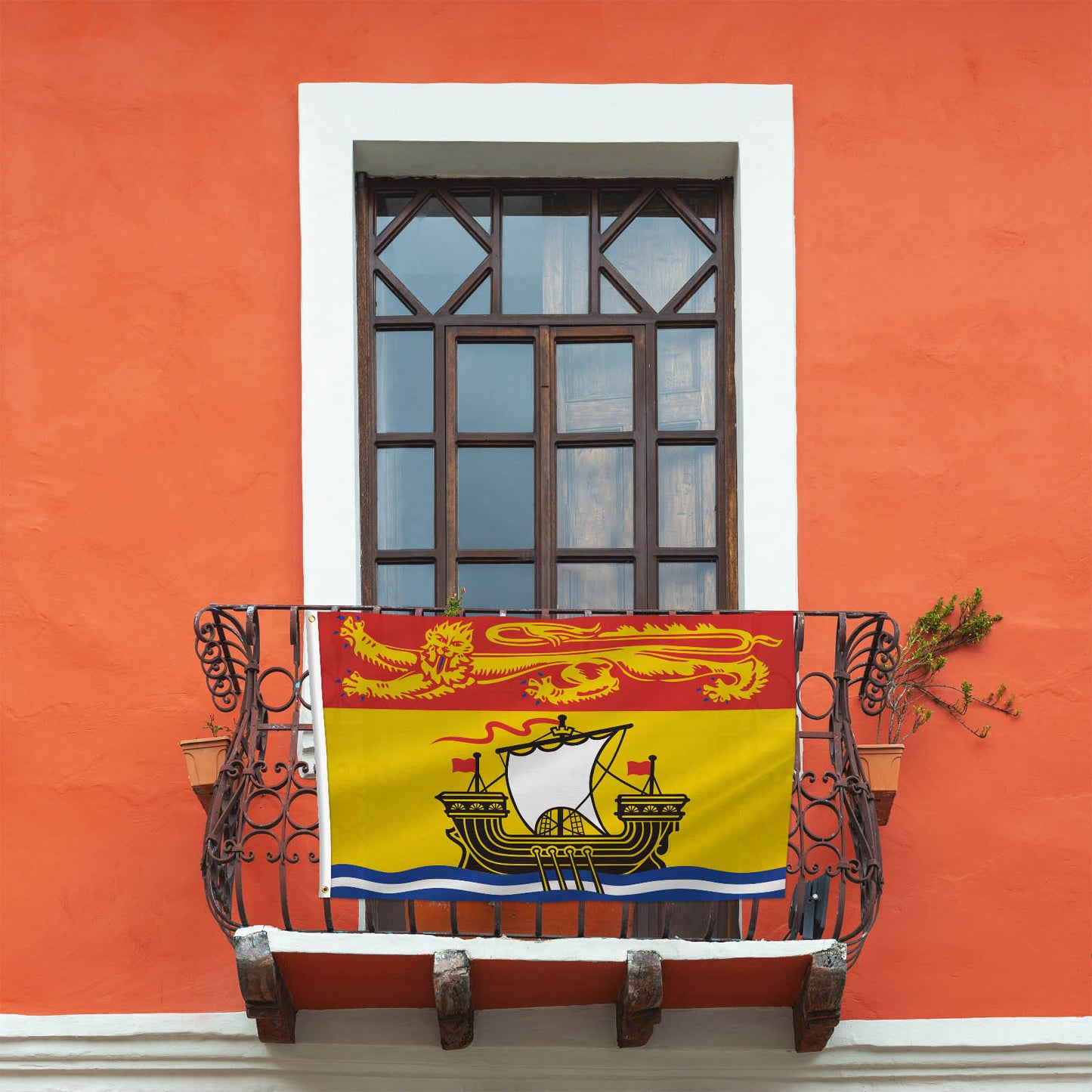 PTEROSAUR Canada New Brunswick Province Flag, CA Canadian New Brunswick Flag with Brass Grommets Indoor Outdoor Decor Banner