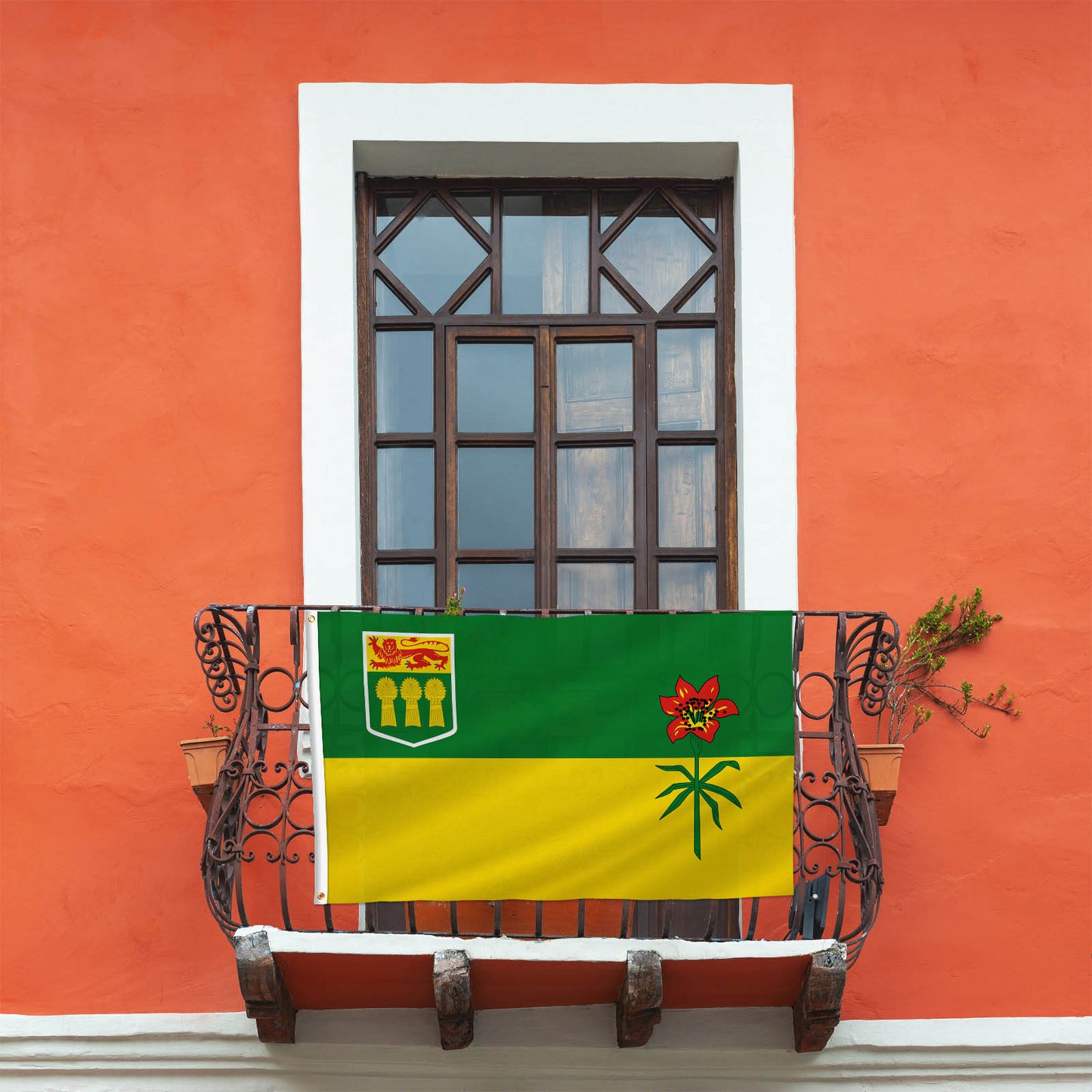 PTEROSAUR Canada Saskatchewan Province Flag, CA Canadian Saskatchewan Flag for Indoor Outdoor Decoration Banner