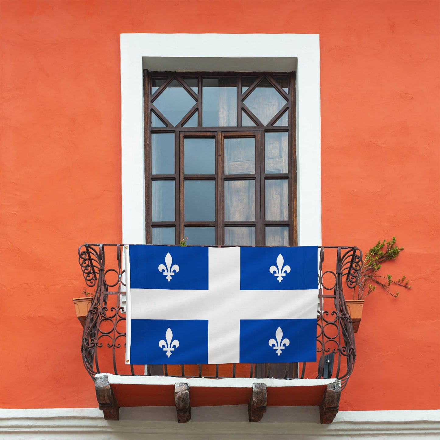 PTEROSAUR Canada Quebec Province Flag, CA Canadian Quebec Flag for Indoor and Outdoor Decoration Banner