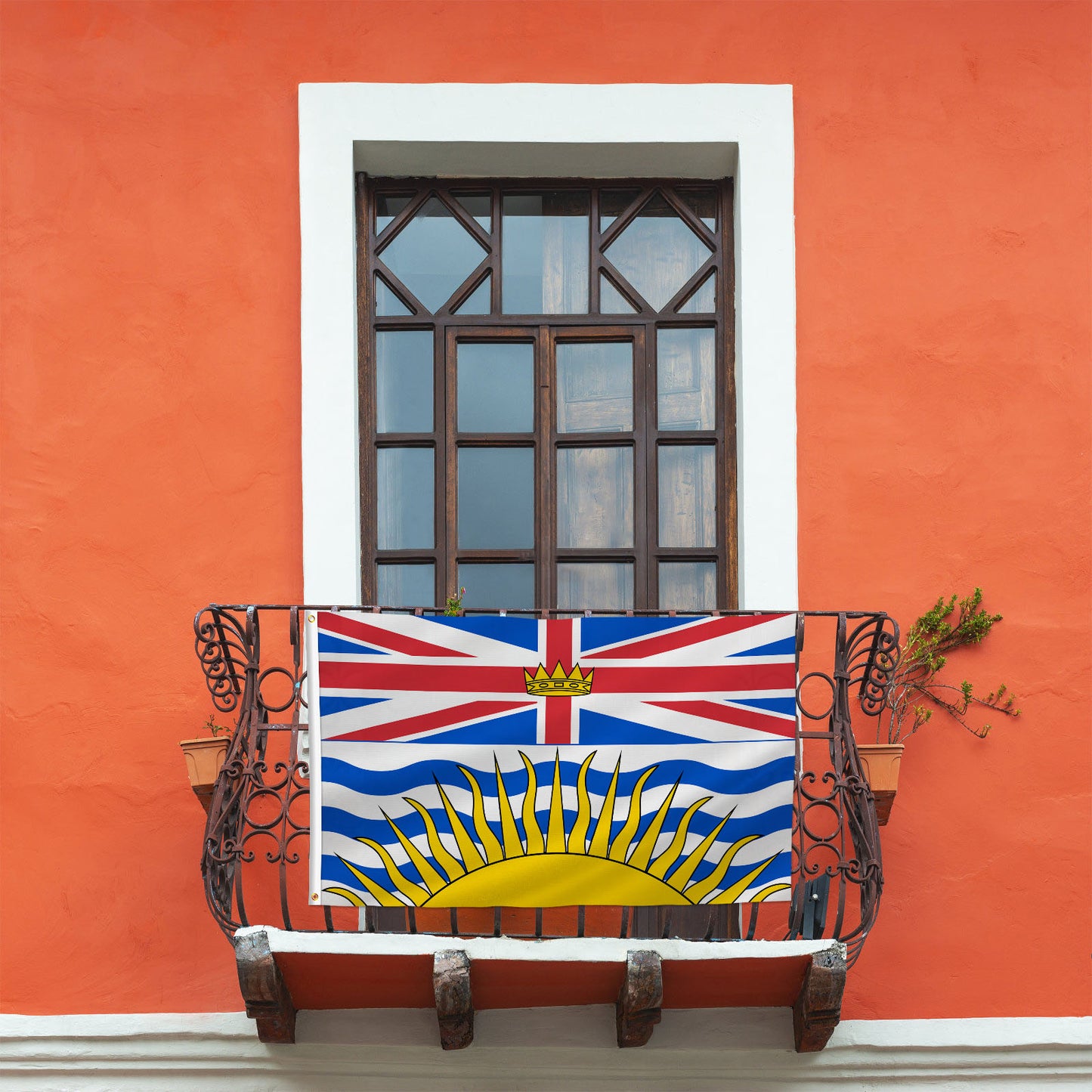 PTEROSAUR Canada Canadian British Columbia Province Flag, British Columbia Flag with Brass Grommets Indoor Outdoor Decor Banner