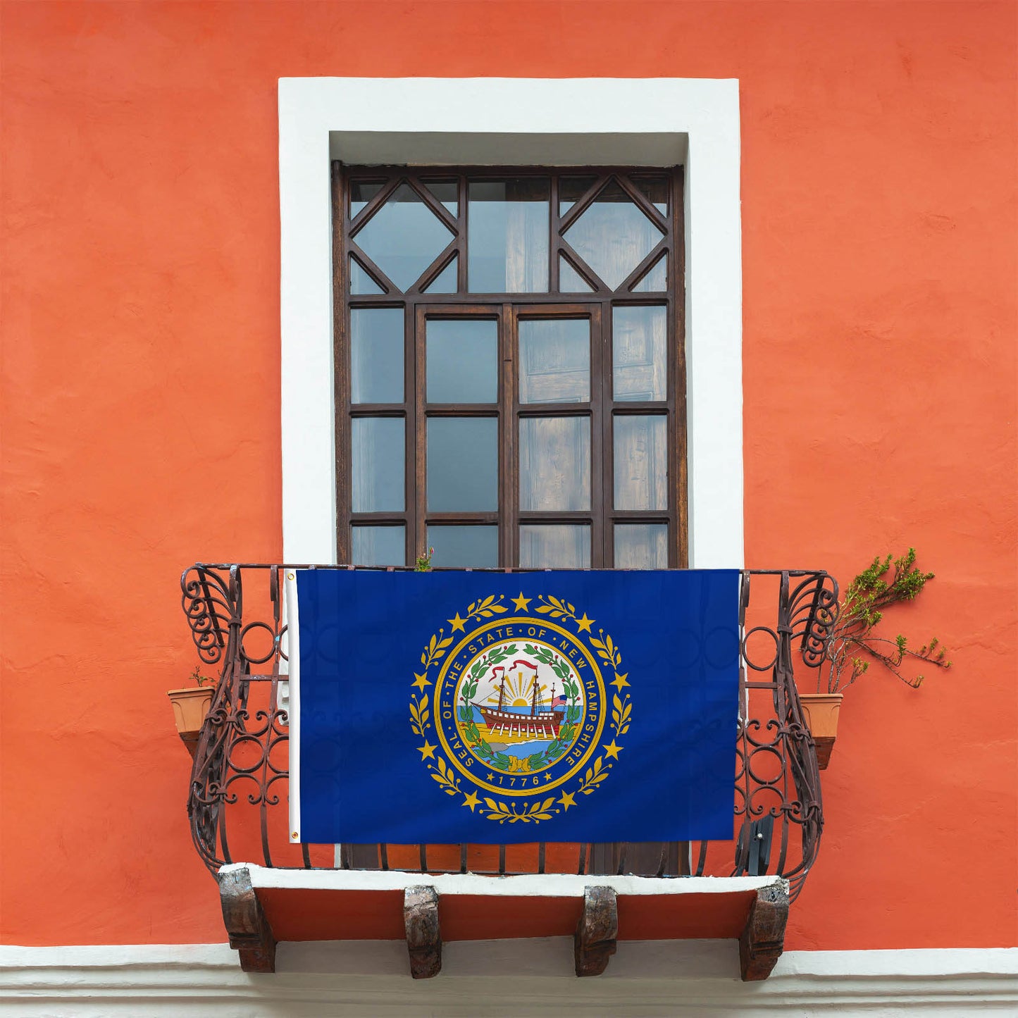 PTEROSAUR USA New Hampshire Flag, US American NH New Hampshire State Flag with Brass Grommets Outdoor Indoor Decoration Banner