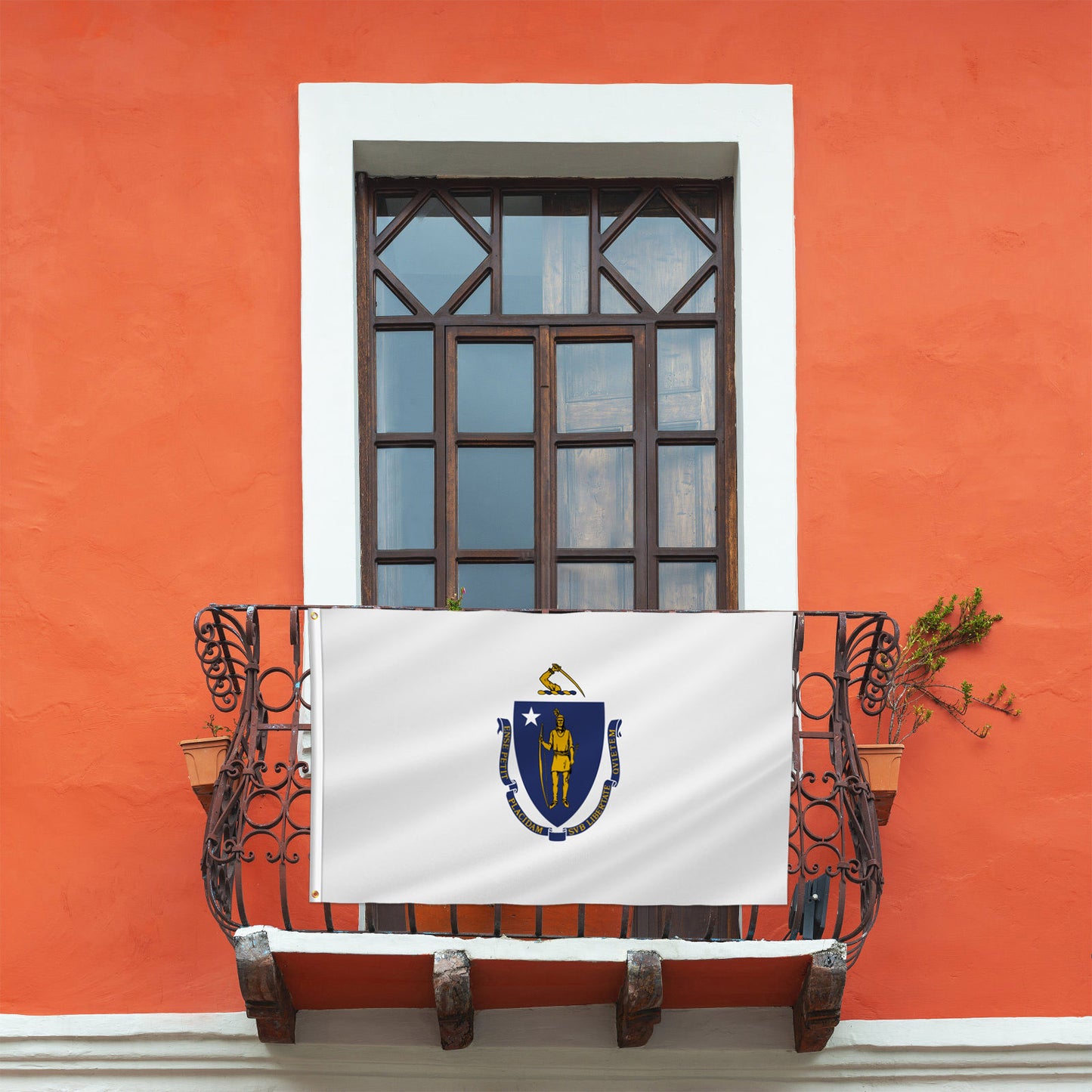 PTEROSAUR USA Massachusetts Flag, US American Massachusetts State Flag with Brass Grommets for Outdoor Indoor Decoration Banner