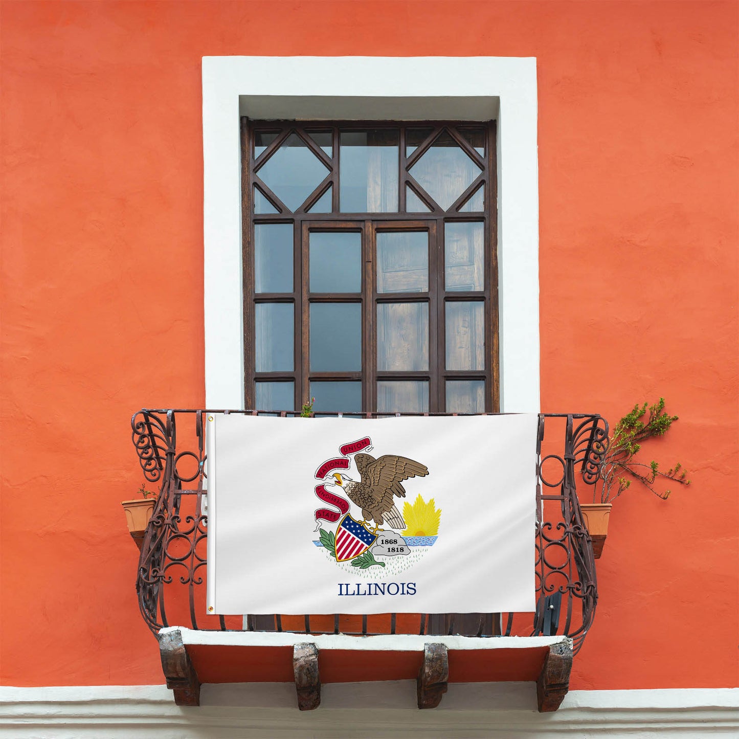 PTEROSAUR USA Illinois Flag, US American IL Illinois State Flag with Brass Grommets for Outdoor and Indoor Decoration Banner