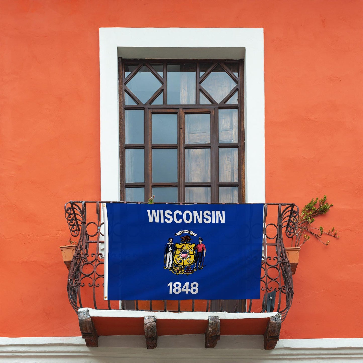 PTEROSAUR USA Wisconsin Flag, US American WI Wisconsin State Flag with Brass Grommets for Outdoor and Indoor Decoration Banner