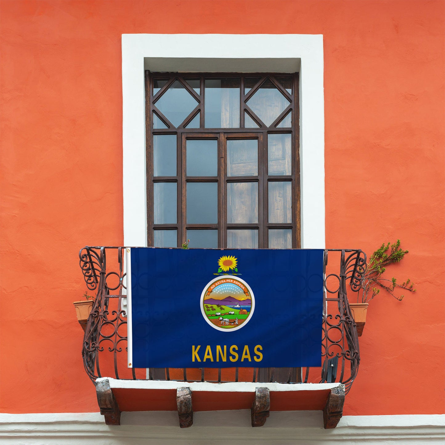 PTEROSAUR USA Kansas Flag, US American KS Kansan State Flag with Brass Grommets for Outdoor and Indoor Decoration Banner