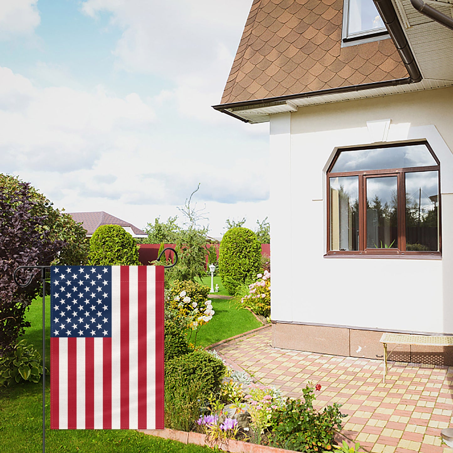 PTEROSAUR US American Garden Flag, 12.5x18 inch Vertical Double Sided Burlap, for House Yard Lawn Outdoor Decoration