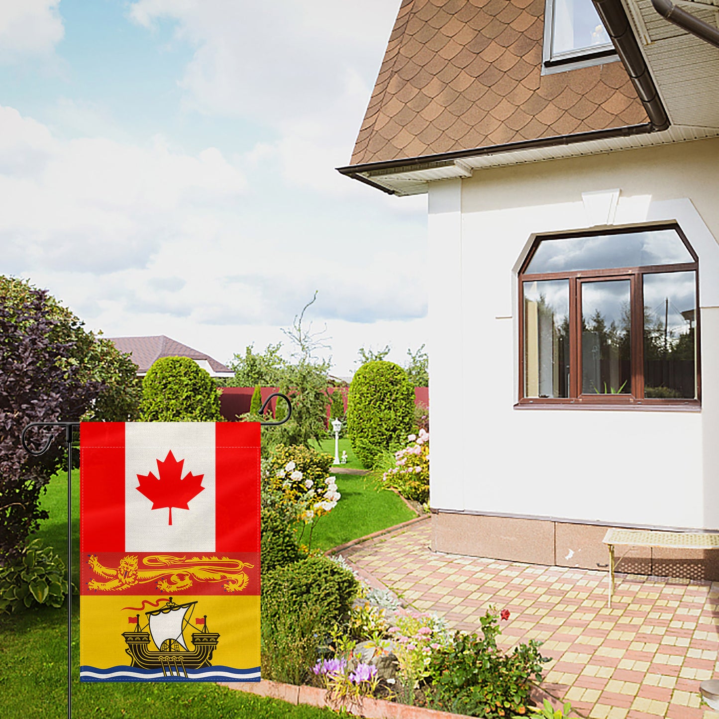PTEROSAUR Canada and New Brunswick Garden Flag, 12.5x18 inch