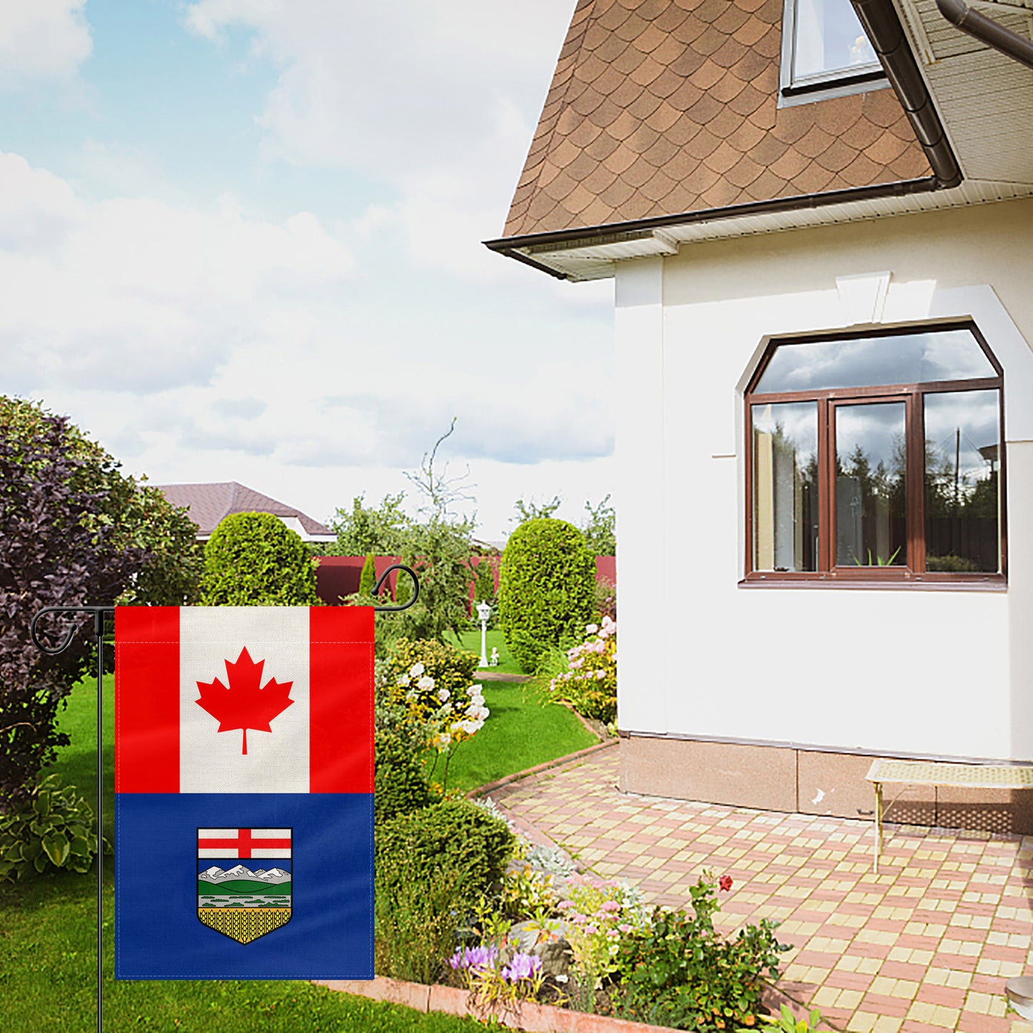 PTEROSAUR Canada and Alberta Province Garden 12x18 Inch Flag