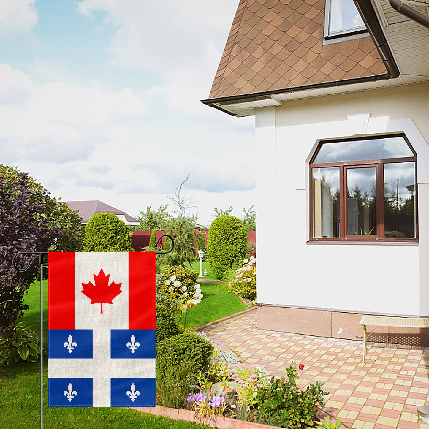 PTEROSAUR Canada and Quebec Garden Flag, 12x18 inch