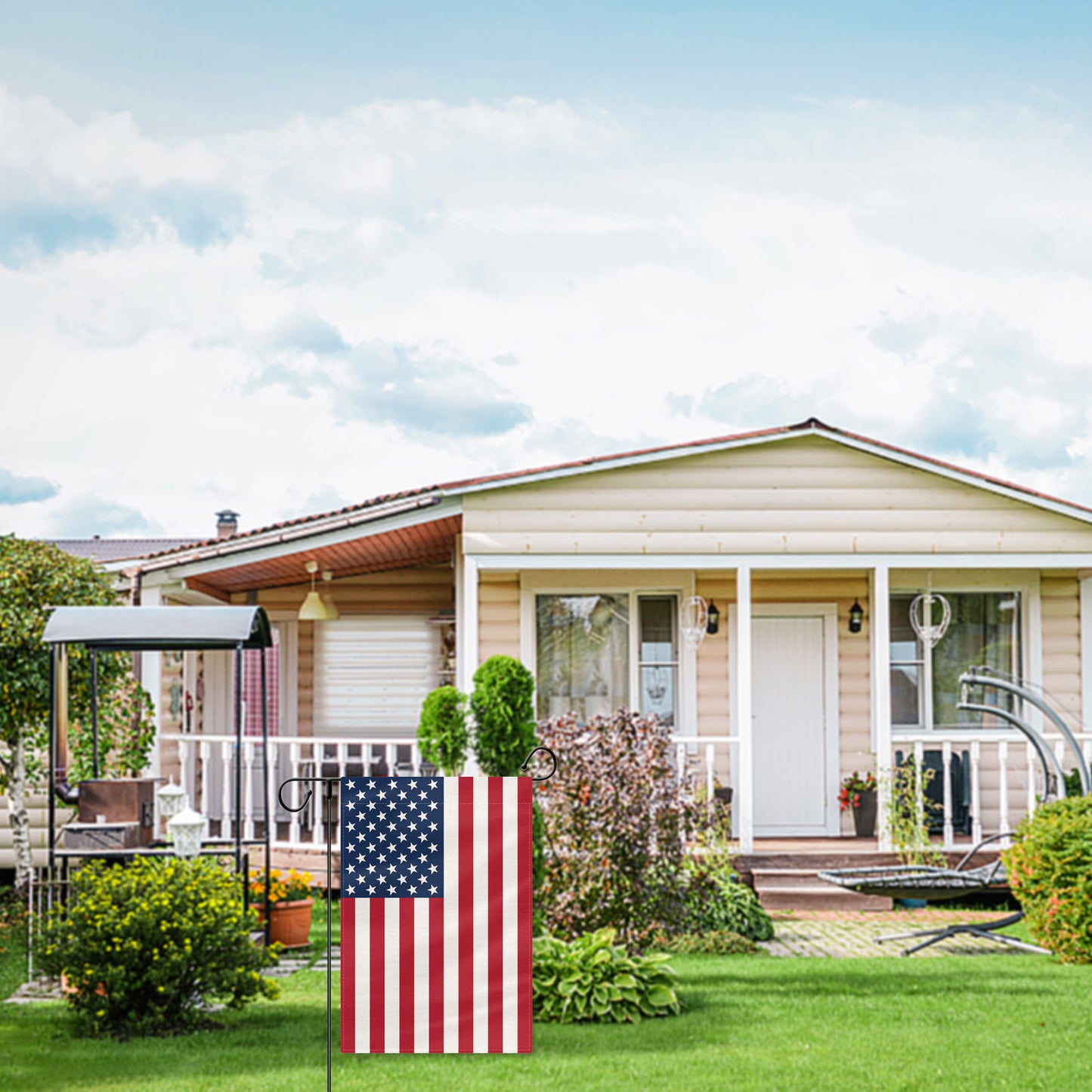PTEROSAUR US American Garden Flag, 12.5x18 inch Vertical Double Sided Burlap, for House Yard Lawn Outdoor Decoration