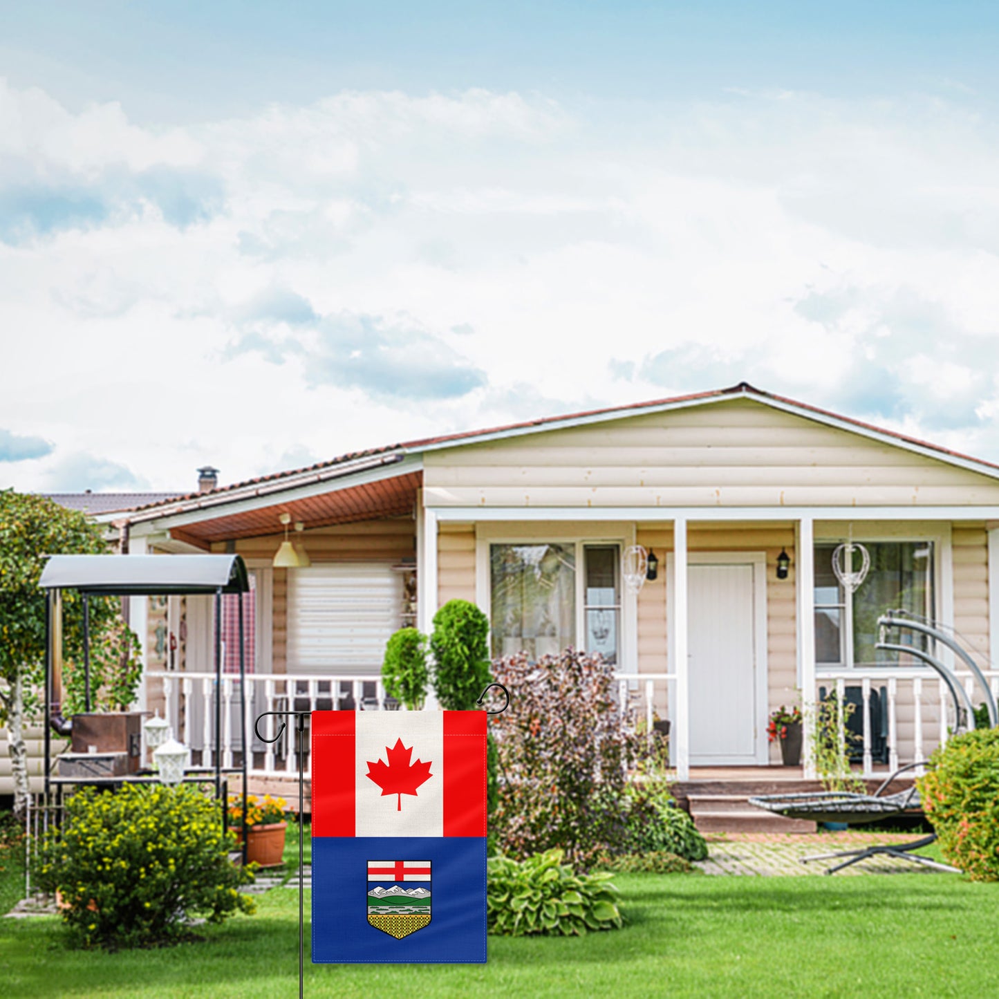PTEROSAUR Canada and Alberta Province Garden 12x18 Inch Flag