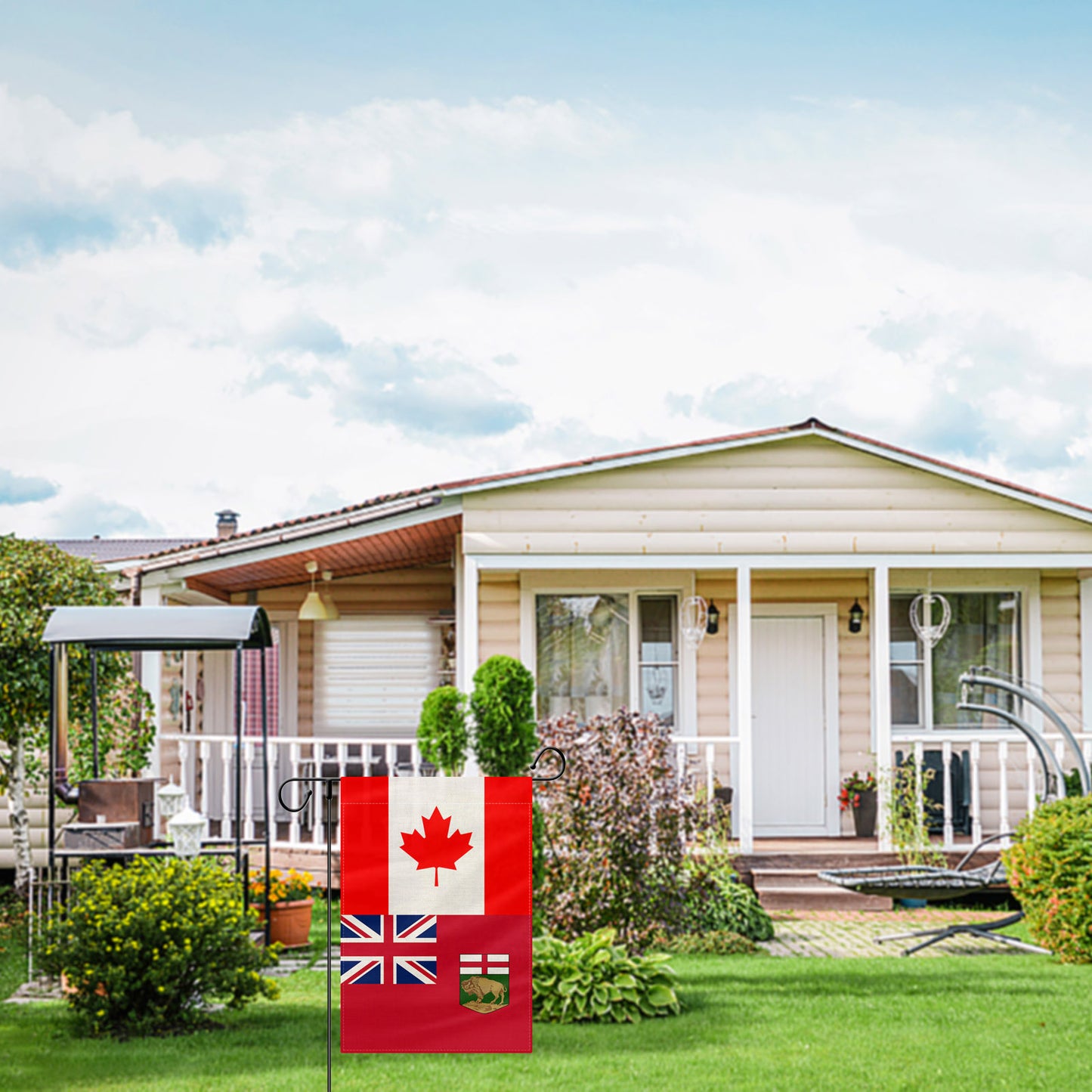 PTEROSAUR Canada and Manitoba Garden Flag, 12x18 inch