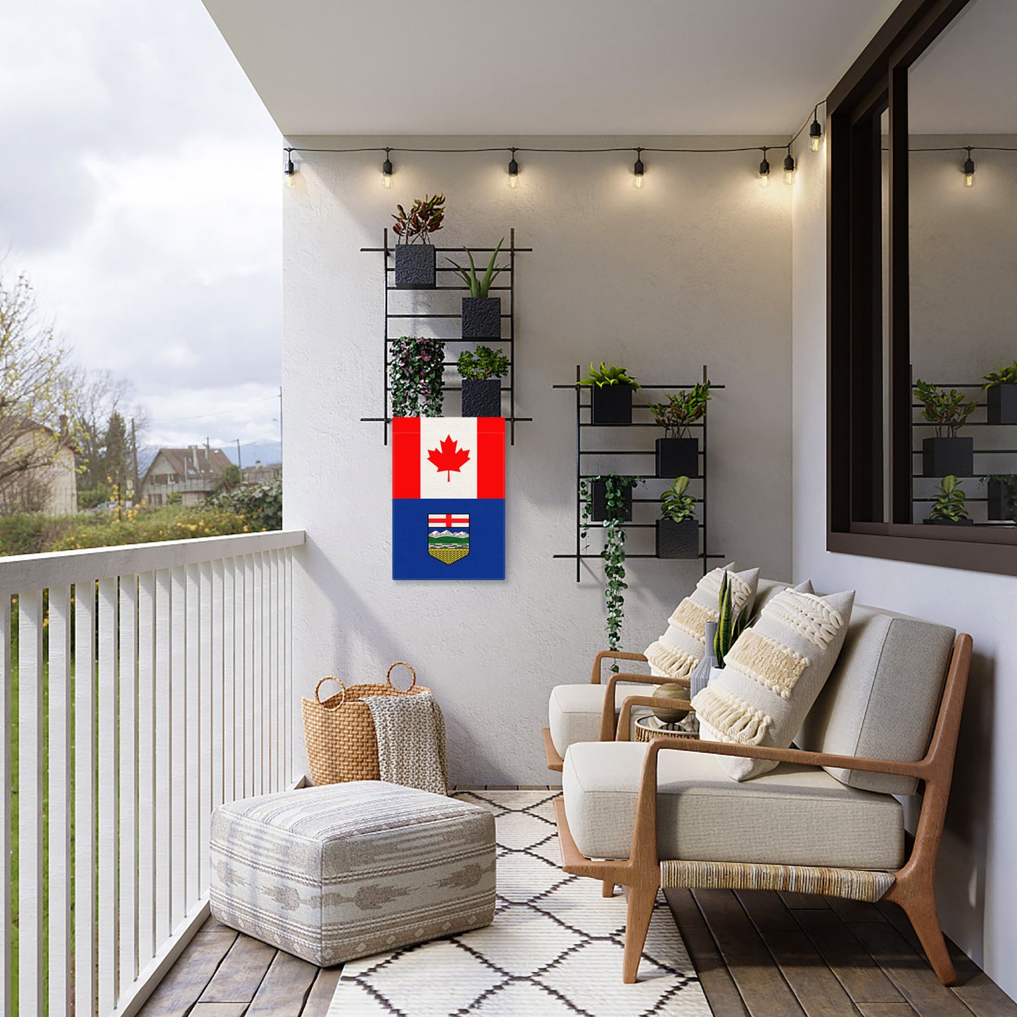 PTEROSAUR Canada and Alberta Province Garden 12x18 Inch Flag