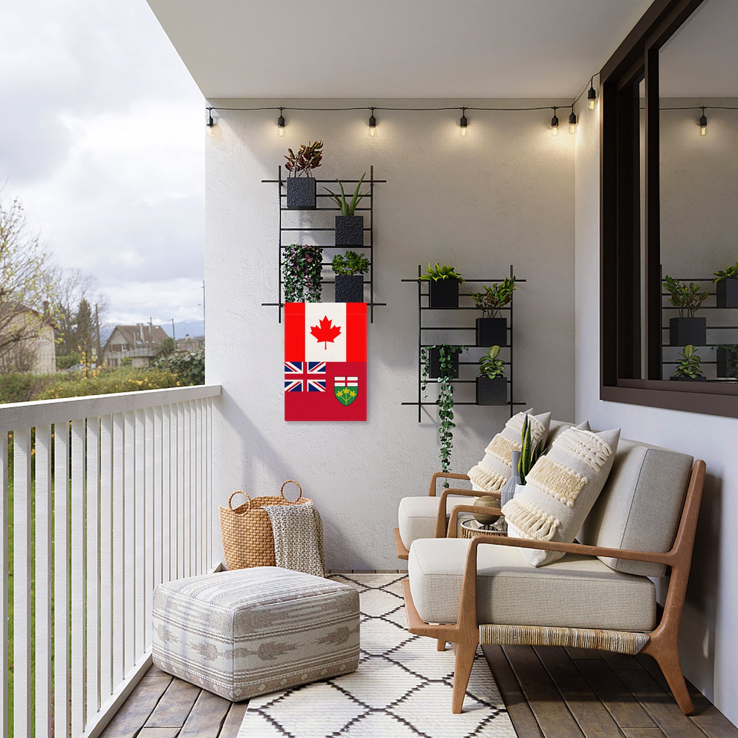 PTEROSAUR Canada and Ontario Garden Flag, 12x18 inch