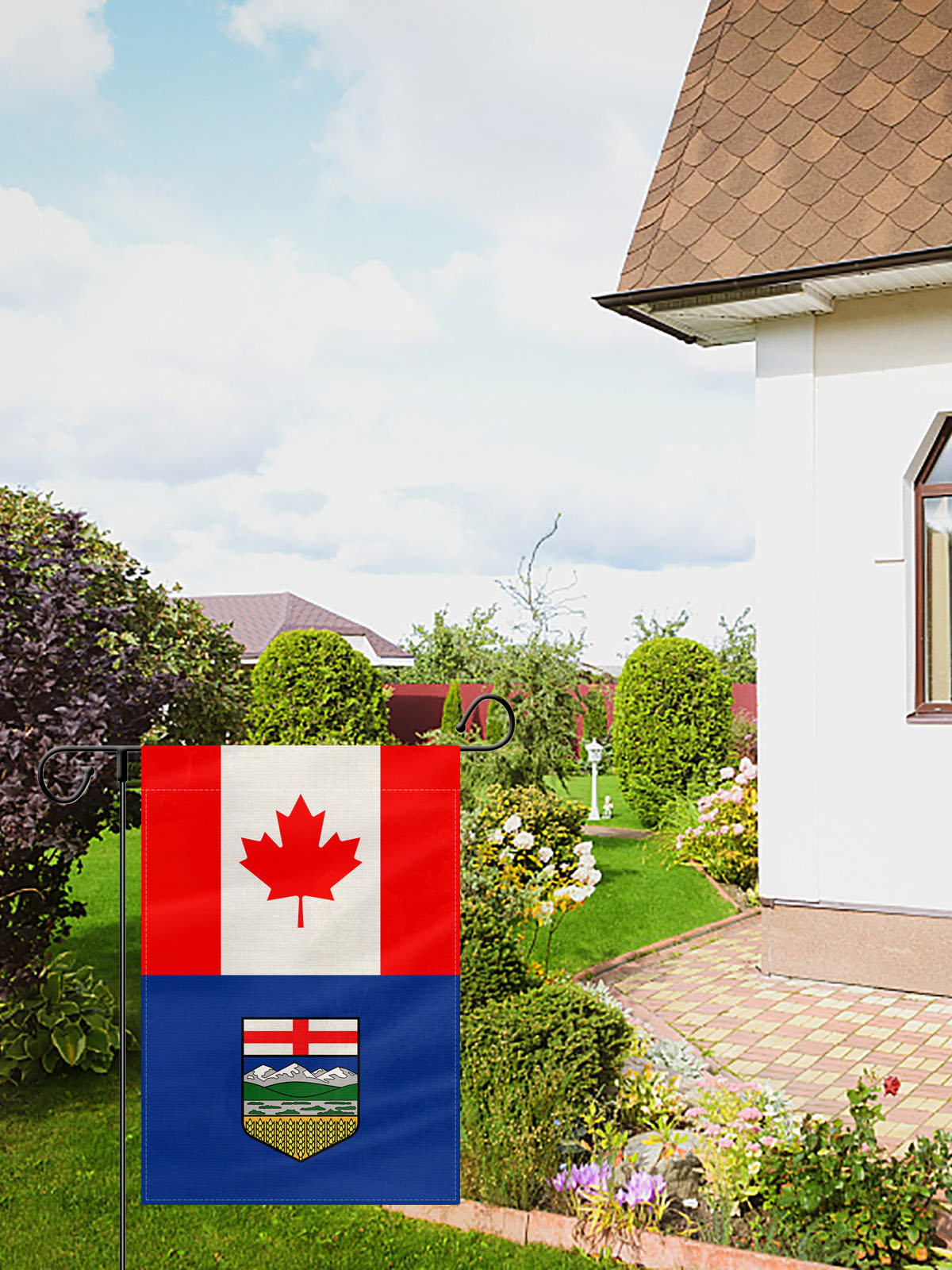 PTEROSAUR Canada and Alberta Province Garden 12x18 Inch Flag