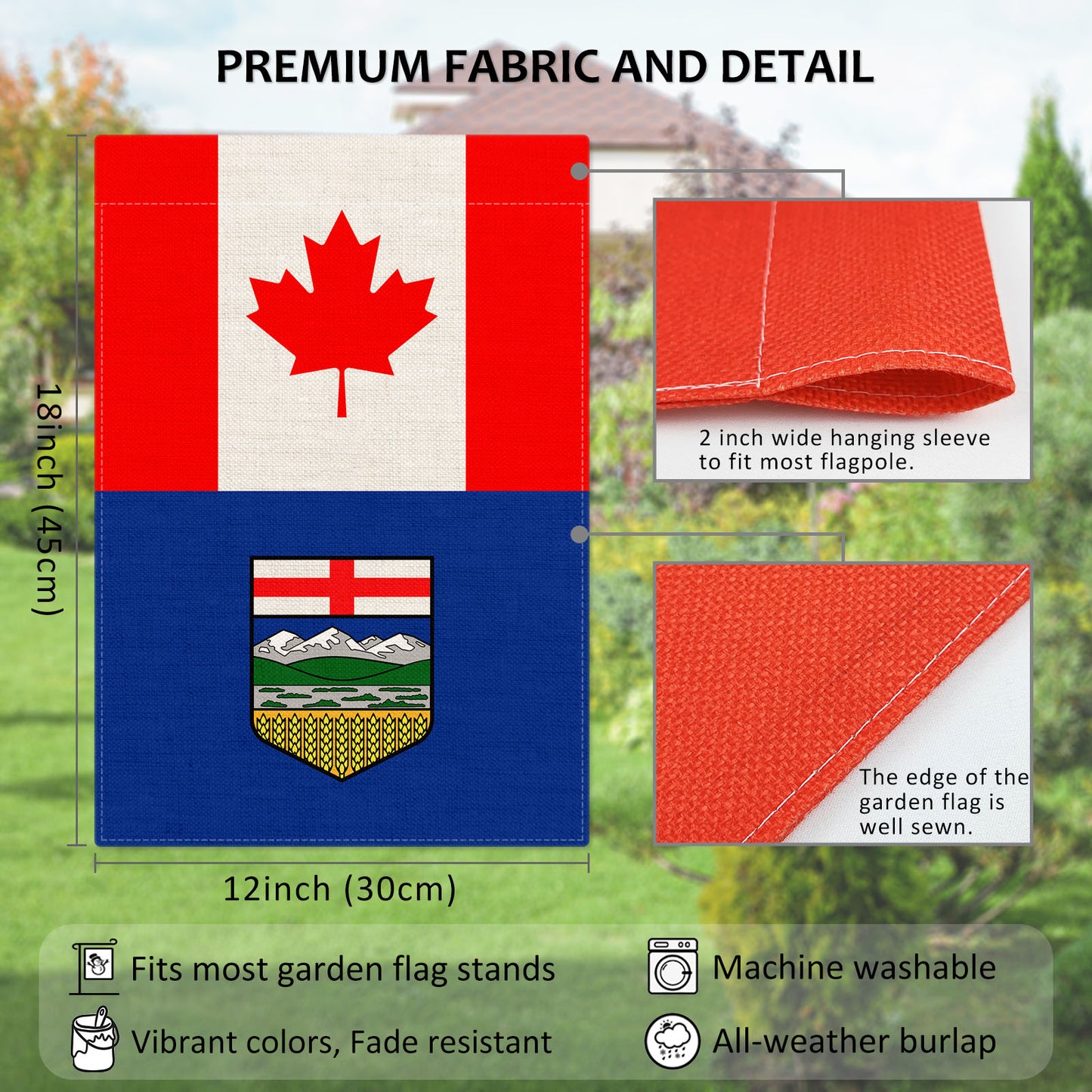 PTEROSAUR Canada and Alberta Province Garden 12x18 Inch Flag