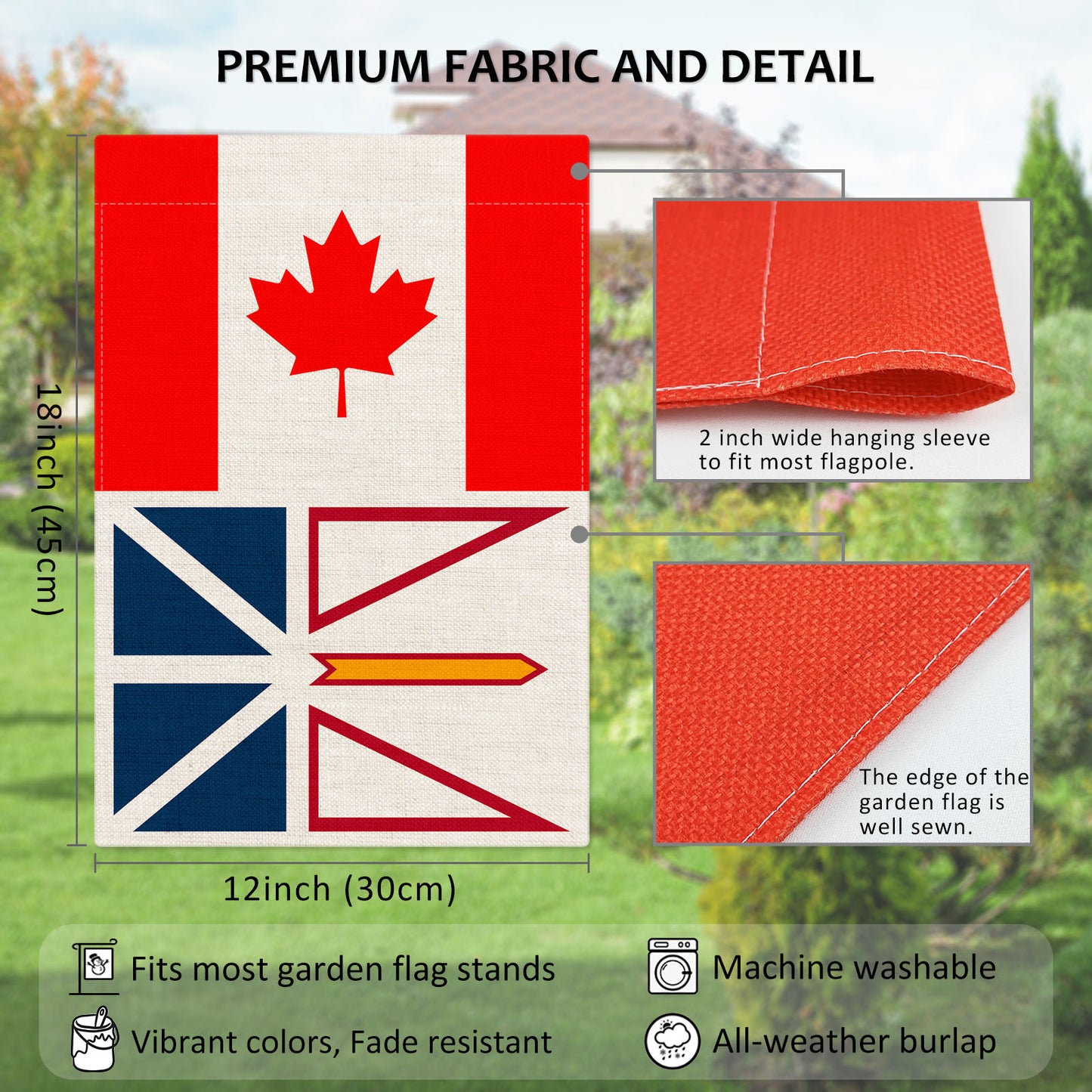 PTEROSAUR Canada and Newfoundland And Labrador Garden Flag, 12.5x18 inch