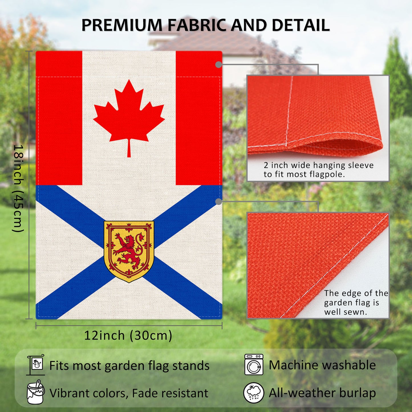 PTEROSAUR Canada and Nova Scotia Garden Flag, 12.5x18 inch