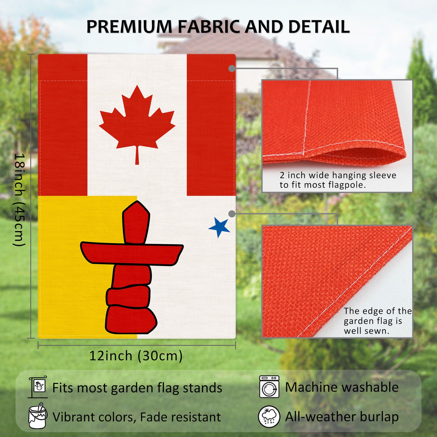 PTEROSAUR Canada and Nunavut Territory Garden Flag, 12x18 inch