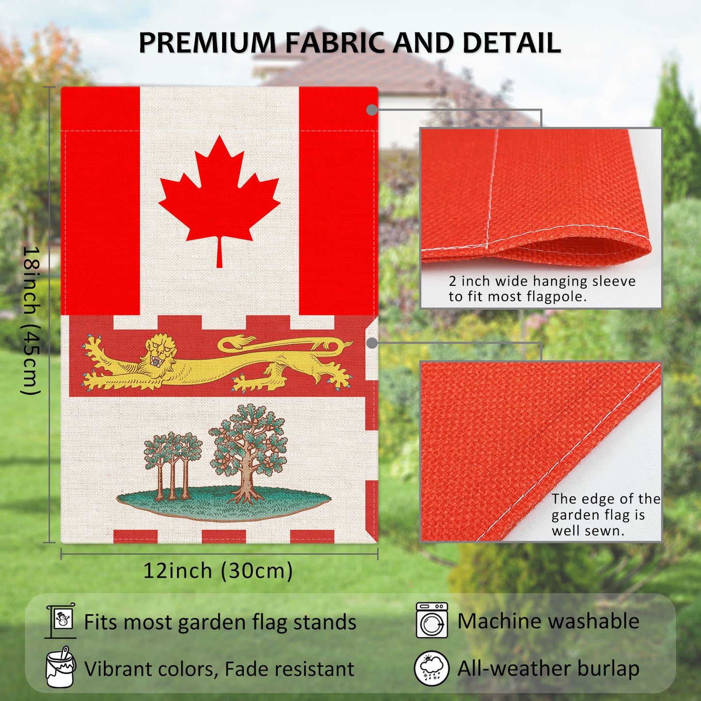 PTEROSAUR Canada and Prince Edward Island Garden Flag, 12x18 inch