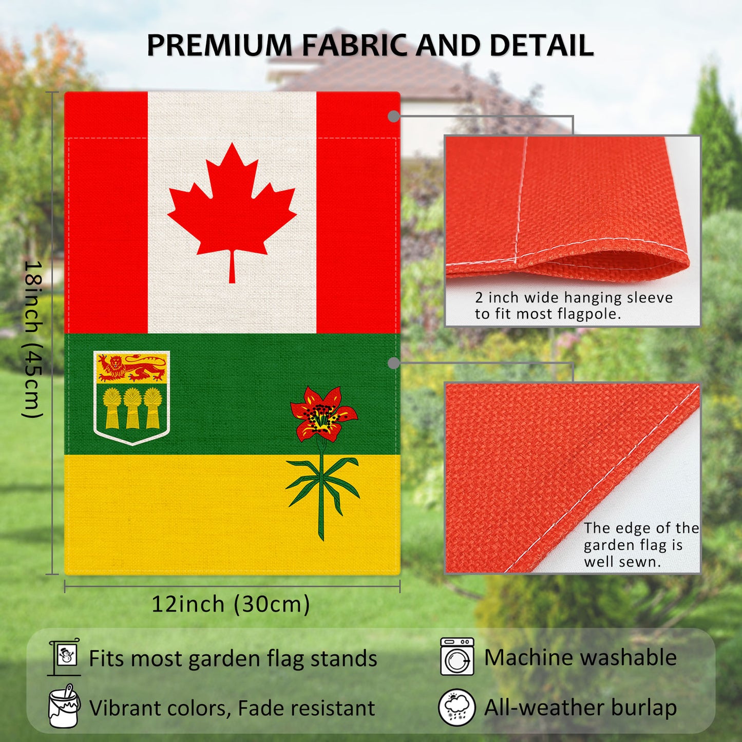 PTEROSAUR Canada and Saskatchewan Garden Flag, 12x18 inch