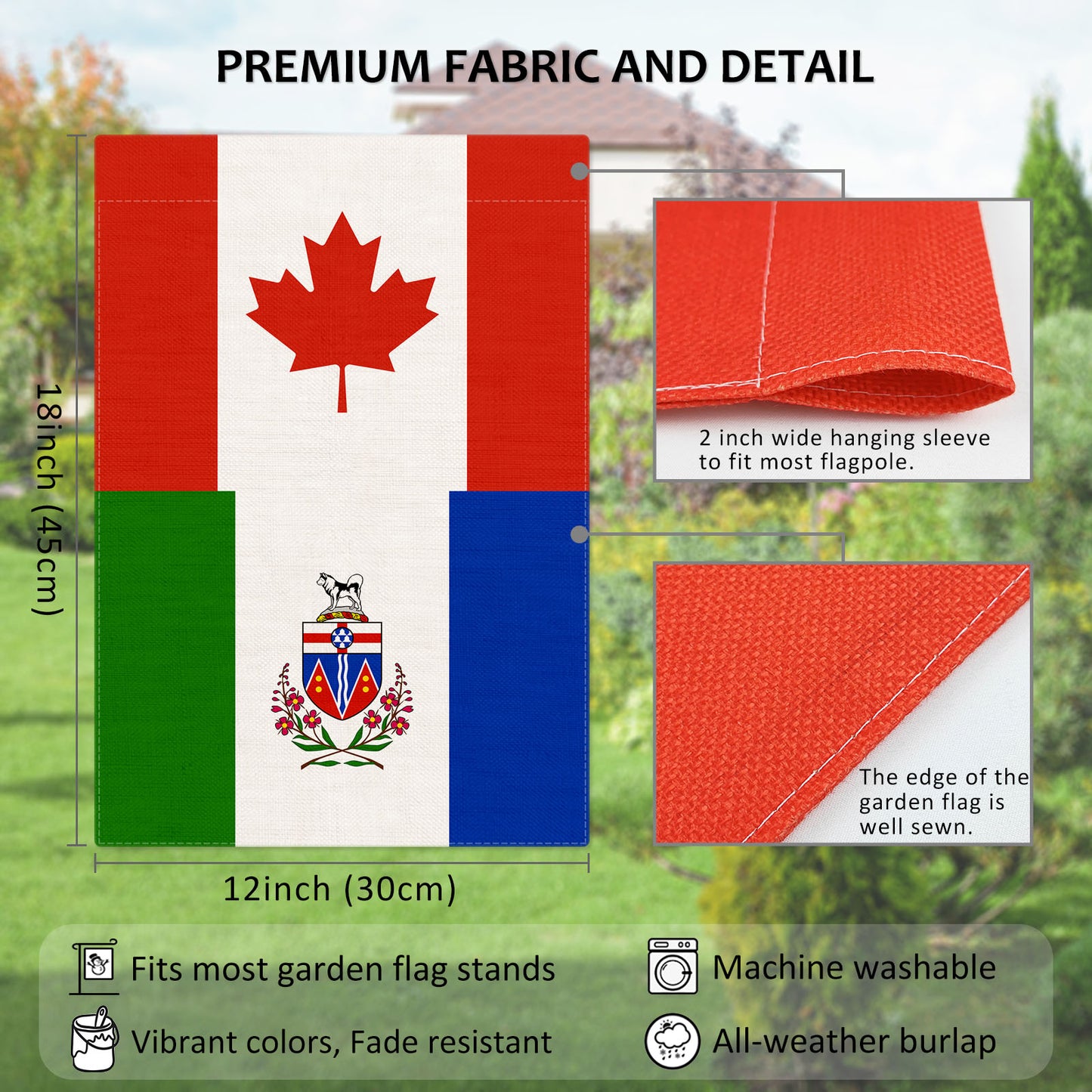PTEROSAUR Canada and Yukon Territory Garden Flag, 12x18 inch