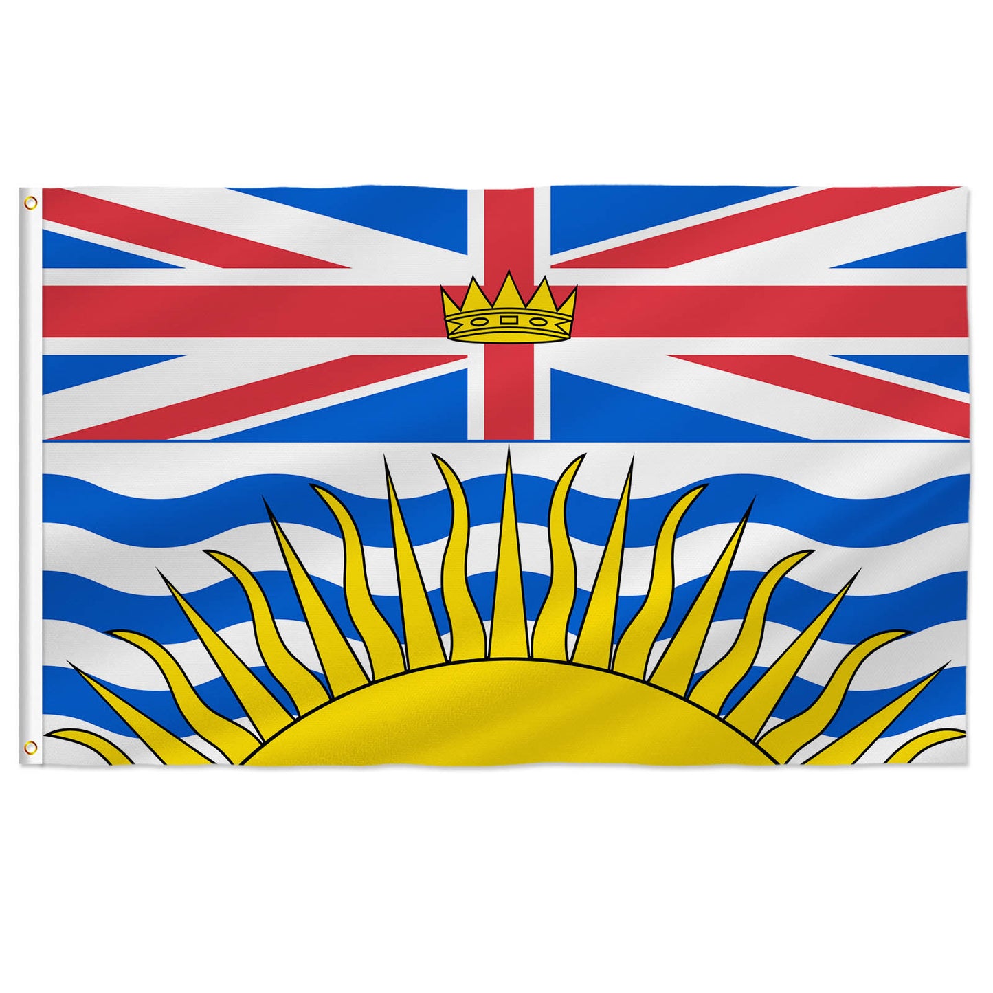 PTEROSAUR Canada Canadian British Columbia Province Flag, British Columbia Flag with Brass Grommets Indoor Outdoor Decor Banner