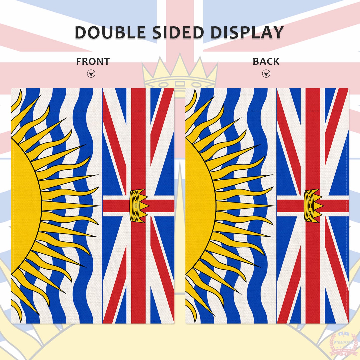 PTEROSAUR Canada British Columbia Province Garden Flag, 12x18 inch