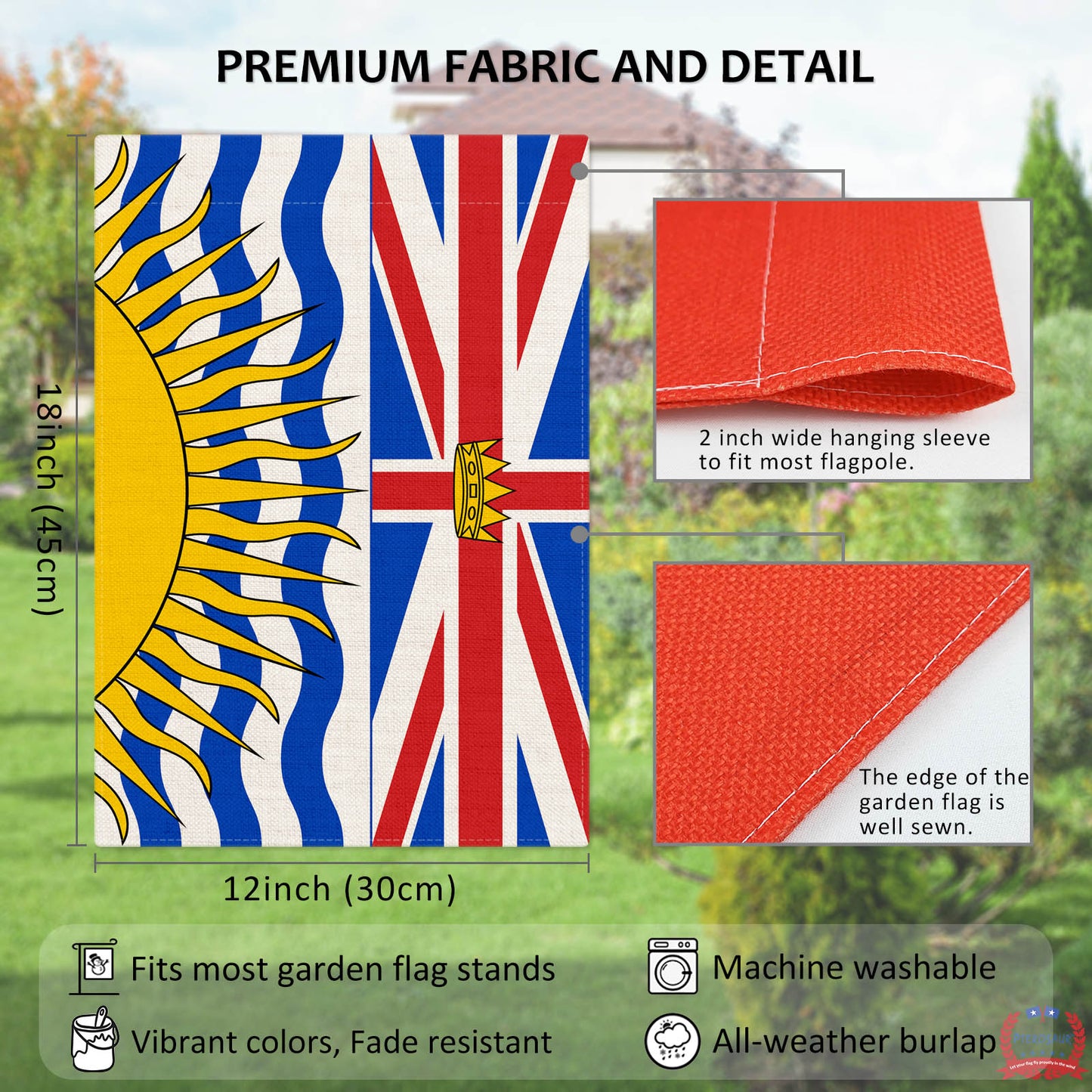 PTEROSAUR Canada British Columbia Province Garden Flag, 12x18 inch