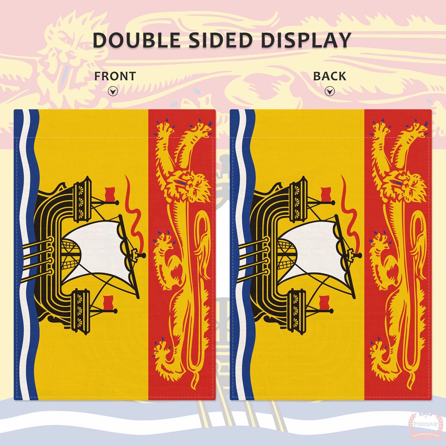 PTEROSAUR Canada New Brunswick Province Garden Flag, 12x18 inch