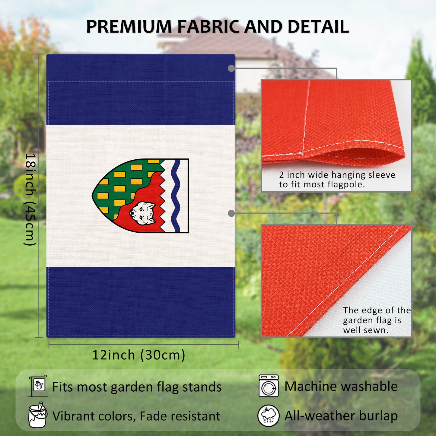 PTEROSAUR Canada Northwest Territories Province Garden Flag, 12x18 inch