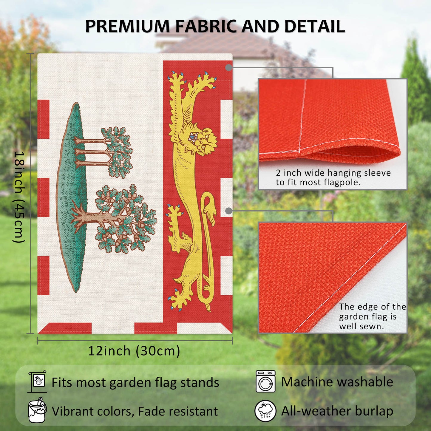PTEROSAUR Canada Prince Edward Island Province Garden Flag, 12.5x18 inch