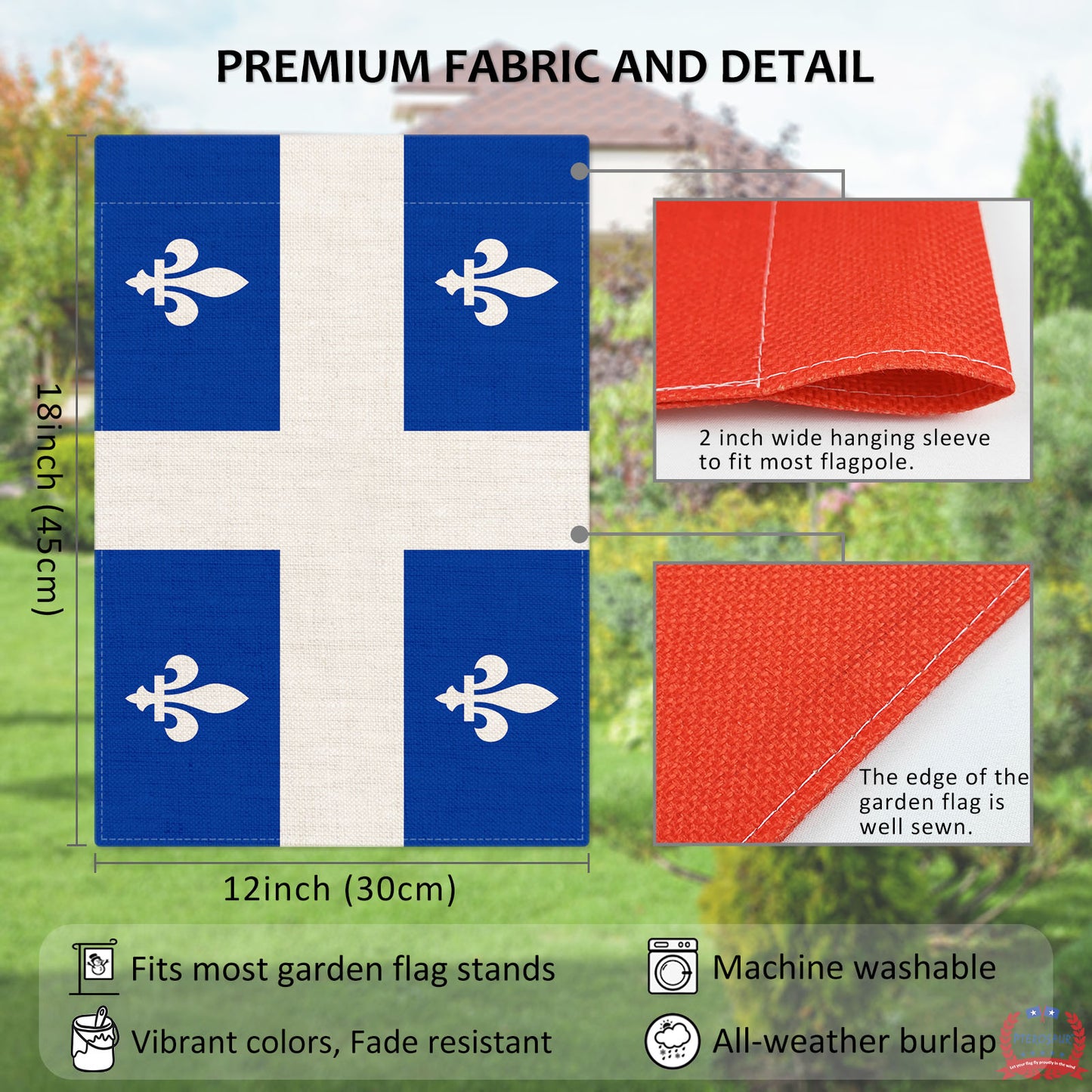 PTEROSAUR Canada Quebec Province Garden Flag, 12x18 inch