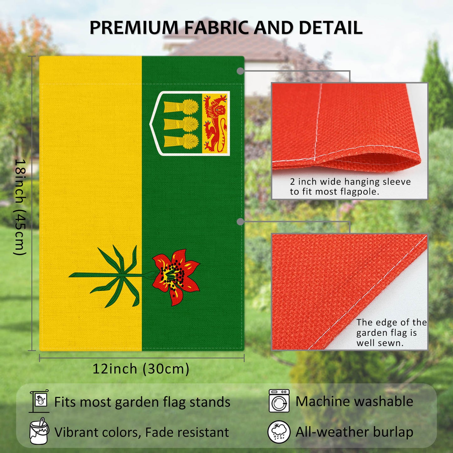 PTEROSAUR Canada Saskatchewan Province Garden Flag, 12x18 inch