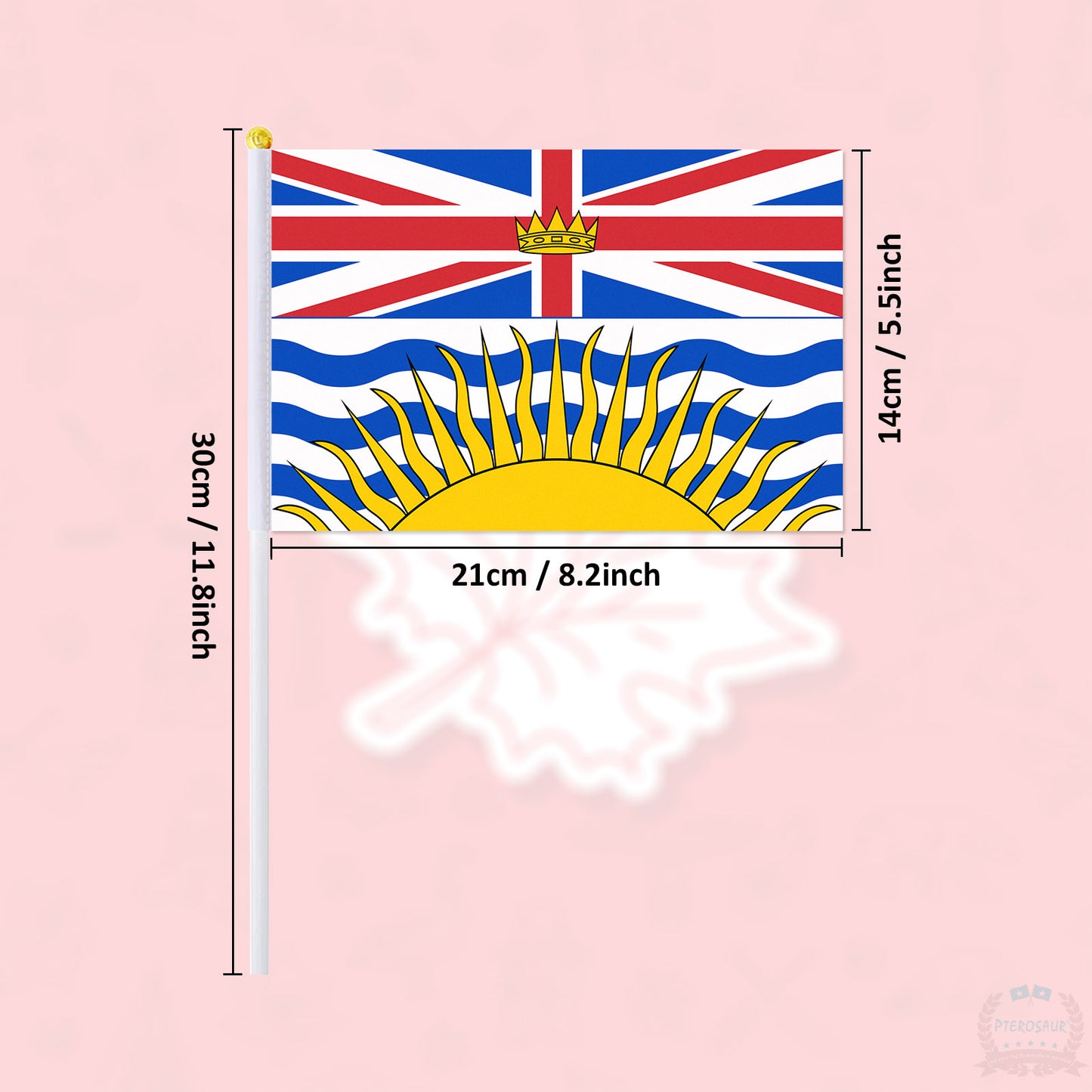 PTEROSAUR 14x21cm Canada British Columbia Province Hand Flag