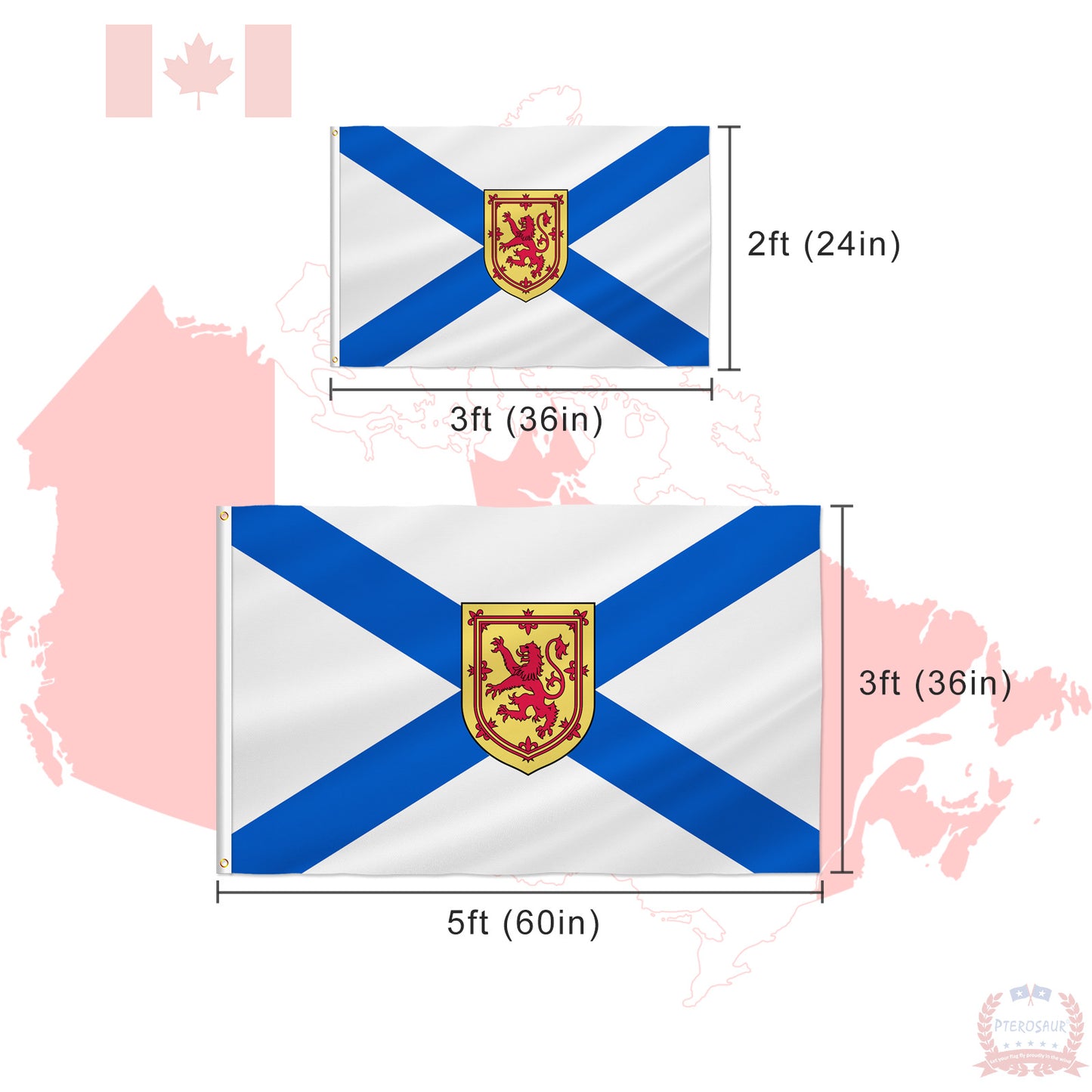 PTEROSAUR Canada Nova Scotia Province Flag, CA Canadian Nova Scotia Flag for Indoor Outdoor Decoration Banner